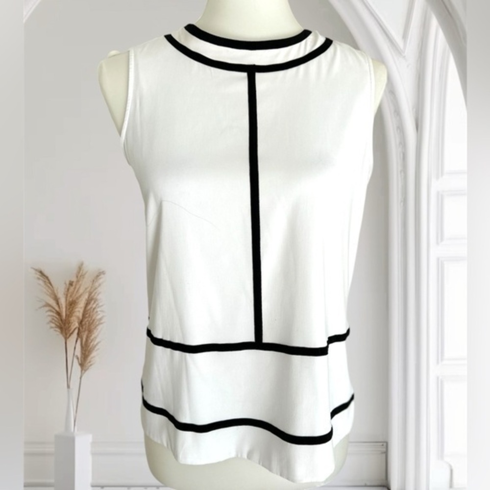 Calvin Klein White and Black Blouse Elegant Design